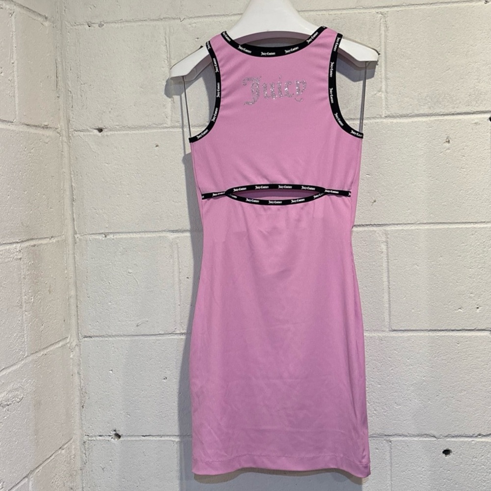 Juicy Couture pink bodycon dress ribbed cutout sleeveless crew neck size S